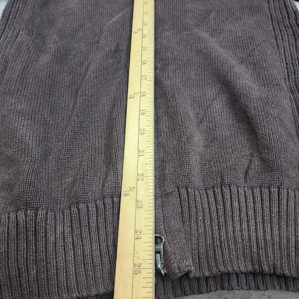 American Rag Full Zip Cardigan Brown Mock Neck Cotton Sweater Mens S